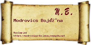 Modrovics Bojána névjegykártya